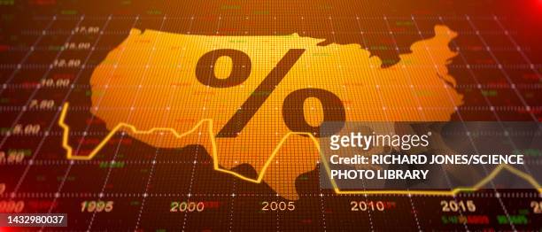 usa interest rates chart, illustration - american culture stock illustrations