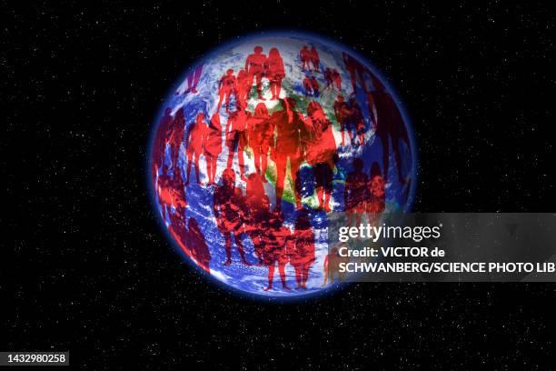 global population, conceptual illustration - world population map stock illustrations