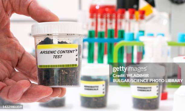 arsenic content test in a soil sample - arsenic stock pictures, royalty-free photos & images