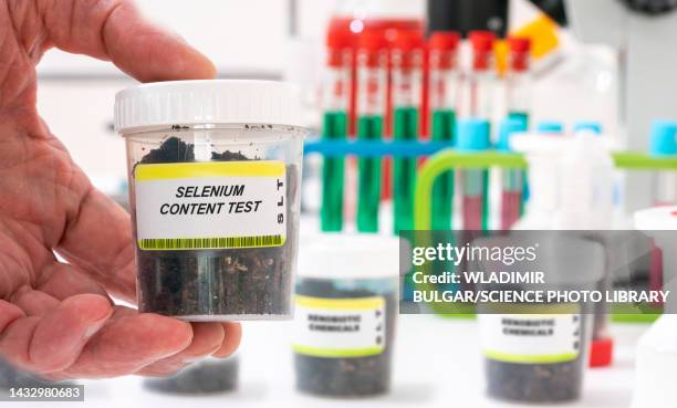 selenium content test in a soil sample - se stockfoto's en -beelden