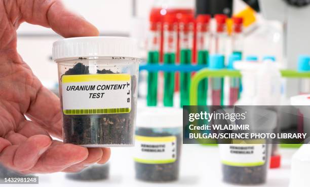 uranium content test in a soil sample - uranium stock pictures, royalty-free photos & images