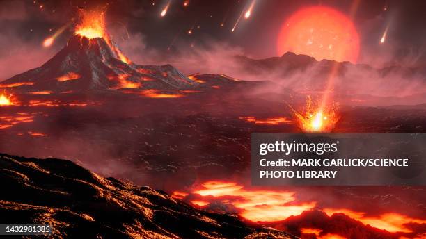 artwork of a volcanic exoplanet - press release stock illustrations