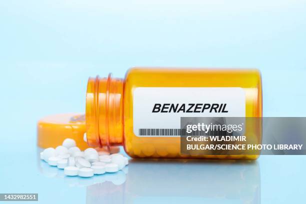 benazepril pill bottle, conceptual image - angiotensin stock pictures, royalty-free photos & images