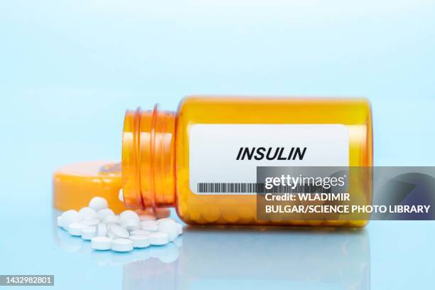 insulin pill bottle, conceptual image - diabetes care stock pictures, royalty-free photos & images