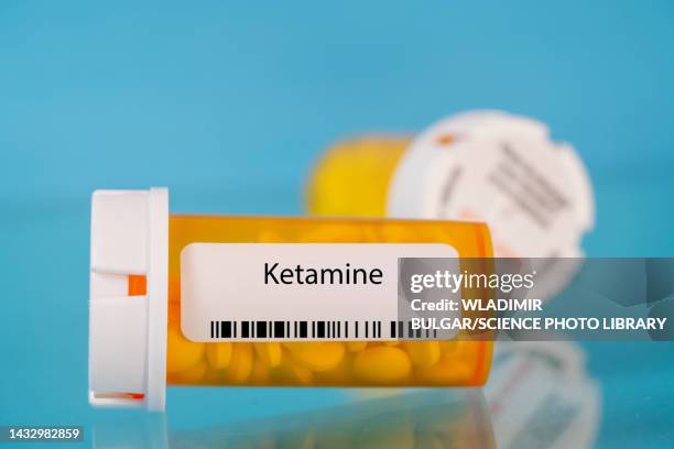ketamine pill bottle, conceptual image - ketamine stock pictures, royalty-free photos & images