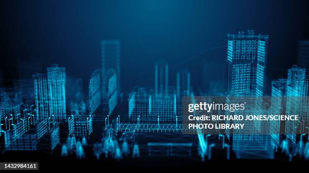 smart city, conceptual illustration - urban sprawl stock illustrations