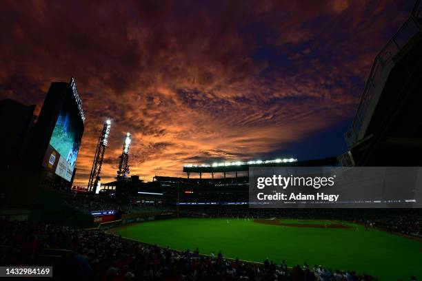 General view prior to game two of the National League Division Series between the Philadelphia Phillies and Atlanta Braves at Truist Park on October...