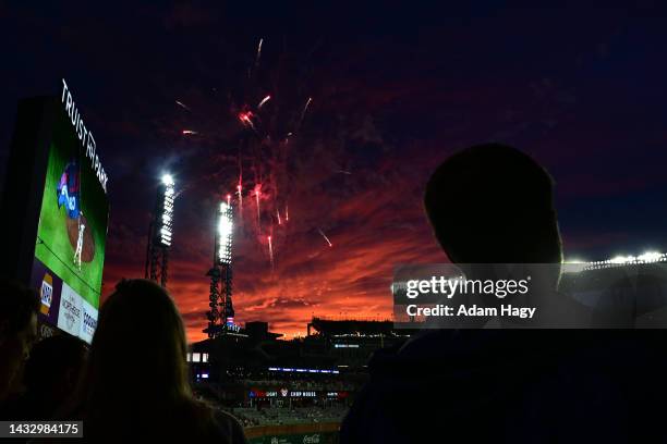 General view of the sky prior to game two of the National League Division Series between the Philadelphia Phillies and Atlanta Braves at Truist Park...