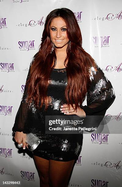 Personality Tracy DiMarco attends the "Real Housewives Of New Jersey" premiere party at the Sugar Dining Den and Social Club on April 22, 2012 in...