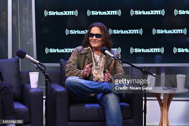 Johnny Depp attends a SiriusXM’s Town Hall alongside Jeff Beck in support of their album '18'on October 12, 2022 in New York City.