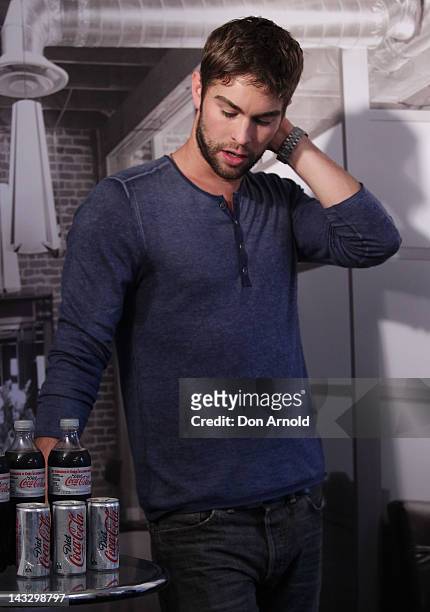 American actor, Chace Crawford poses for photos at the Diet Coke pop-up photo set in Martin Place on April 23, 2012 in Sydney, Australia.