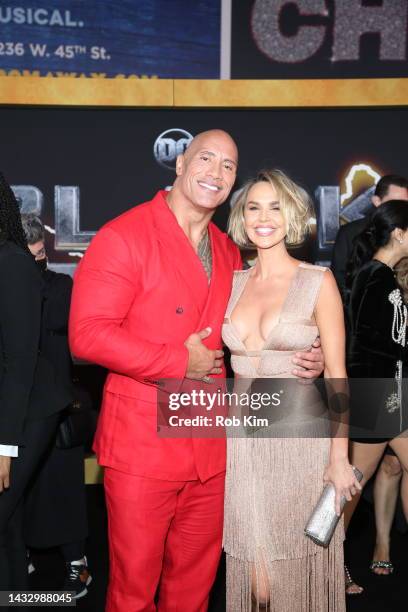 Dwayne Johnson and Arielle Kebbel attend the New York premiere of DC's "Black Adam" at AMC Empire 25 on October 12, 2022 in New York City.