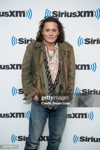 Johnny Depp attends a SiriusXM’s Town Hall alongside Jeff Beck in support of their album '18'on October 12, 2022 in New York City.