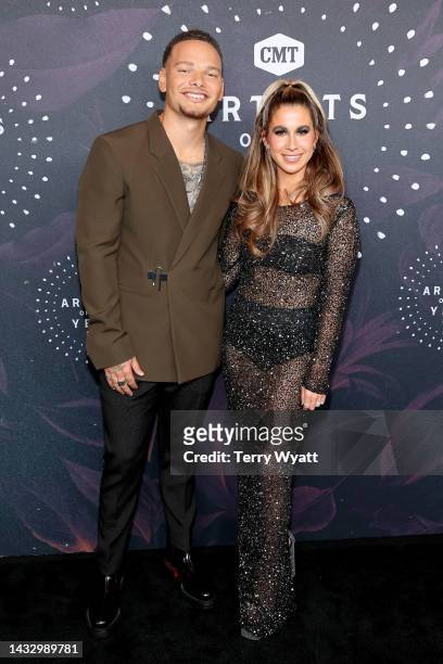 Kane Brown and Katelyn Jae Brown attend the 2022 CMT Artists Of The Year at Schermerhorn Symphony Center on October 12, 2022 in Nashville, Tennessee.