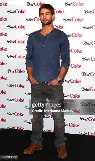 American actor, Chace Crawford poses for photos at the Diet Coke pop-up photo set in Martin Place on April 23, 2012 in Sydney, Australia.