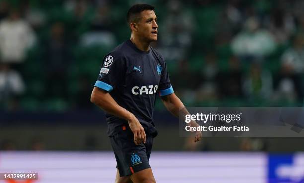 Alexis Sanchez of Olympique Marseille during the UEFA Champions League - Group D match between Sporting CP and Olympique Marseille at Estadio Jose...