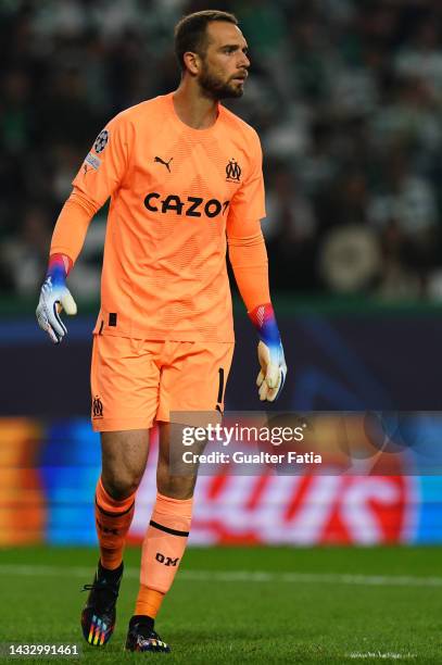 Pau Lopez of Olympique Marseille in action during the UEFA Champions League - Group D match between Sporting CP and Olympique Marseille at Estadio...