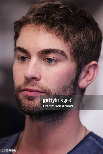 American actor, Chace Crawford poses for photos at the Diet Coke pop-up photo set in Martin Place on April 23, 2012 in Sydney, Australia.