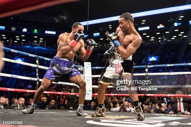 January 20: Errol Spence Jr defeats Lamont Peterson by RTD in the 10th round in their Championship Welterweight fight at the Barclay Center in...