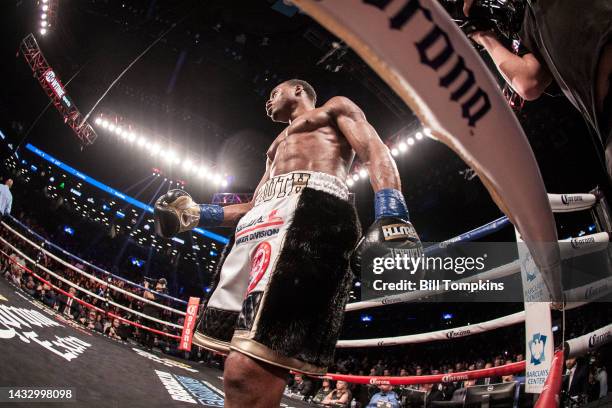 January 20: Errol Spence Jr defeats Lamont Peterson by RTD in the 10th round in their Championship Welterweight fight at the Barclay Center in...