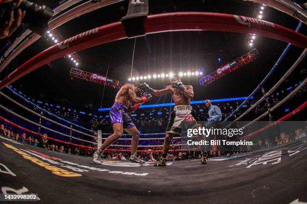 January 20: Errol Spence Jr defeats Lamont Peterson by RTD in the 10th round in their Championship Welterweight fight at the Barclay Center in...