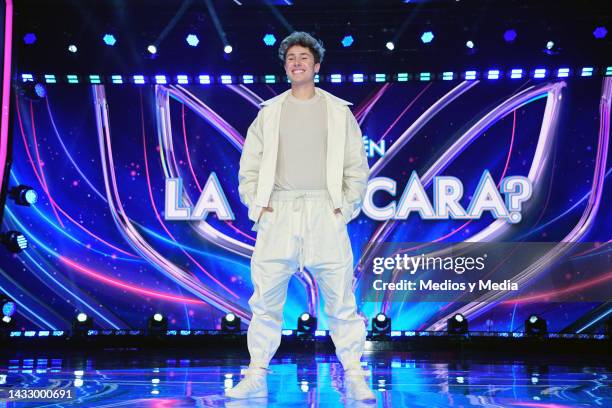 Juanpa Zurita poses for a photo during the Press Conference of 'Quien es la Mascara' tv show at Televisa San Angel on October 12, 2022 in Mexico...