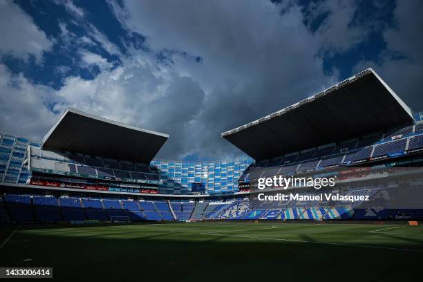 General view of the Cuauhtémoc Stadium prior the quarterfinals first leg match between Puebla and America as part of the Torneo Apertura 2022 Liga MX...