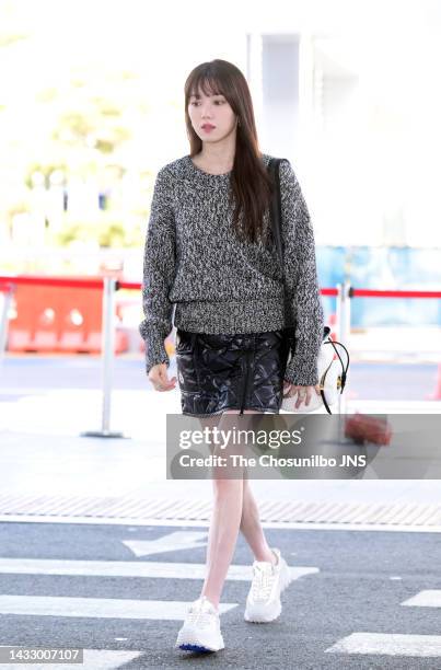 Lee Sung-kyong is seen leaving Incheon International Airport for Milan fashion week spring/summer 2023 on September 22, 2022 in Seoul, South Korea.