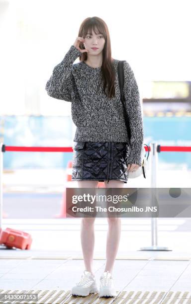 Lee Sung-kyong is seen leaving Incheon International Airport for Milan fashion week spring/summer 2023 on September 22, 2022 in Seoul, South Korea.