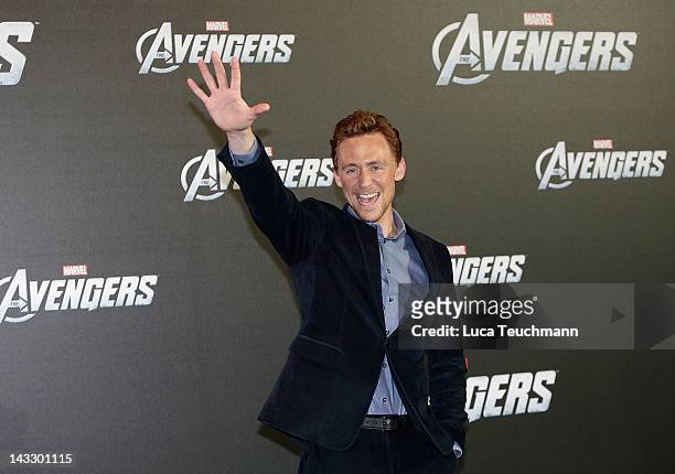 Tom Hiddleston attends the photocall of Marvel's "The Avengers" at Ritz Carlton on April 23, 2012 in Berlin, Germany.