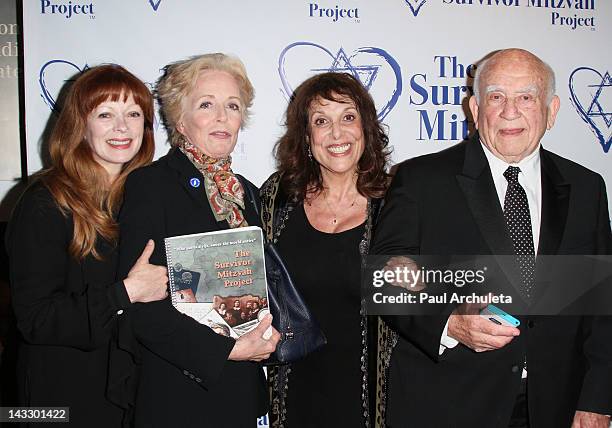 Frances Fisher, Holland Taylor, Zane Buzby and Ed Asner attend The Survivor Mitzvah Project's "Celebrity Readings" fundraiser at the Museum Of...