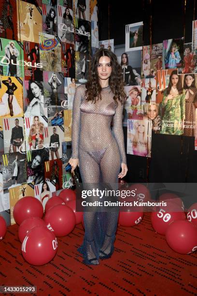 Emily Ratajkowski attends W Magazine 50th Anniversary presented By Lexus at Shun Lee on October 12, 2022 in New York City.