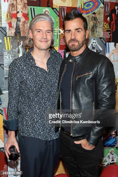 Nate Lowman and Justin Theroux attend W Magazine 50th Anniversary presented By Lexus at Shun Lee on October 12, 2022 in New York City.