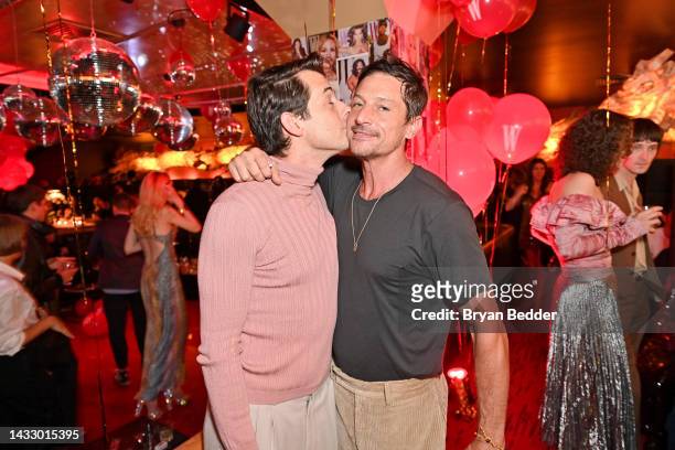 Mark Ronson and Simon Rex attend W Magazine 50th Anniversary presented By Lexus at Shun Lee on October 12, 2022 in New York City.