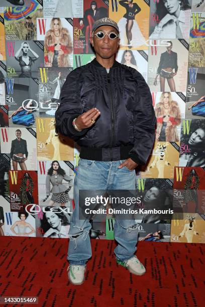 Pharrell Williams attends W Magazine 50th Anniversary presented By Lexus at Shun Lee on October 12, 2022 in New York City.