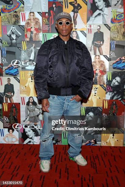 Pharrell Williams attends W Magazine 50th Anniversary presented By Lexus at Shun Lee on October 12, 2022 in New York City.