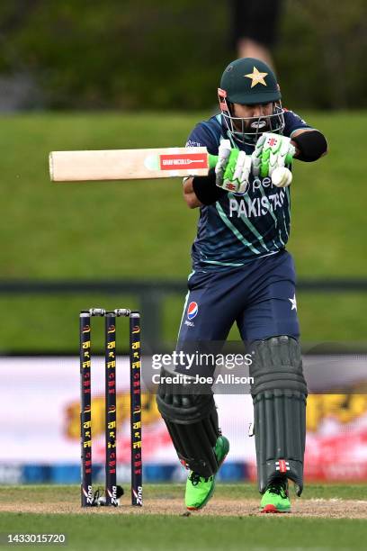 Mohammad Rizwan of Pakistan bats during game six of the T20 International series between Bangladesh and Pakistan at Hagley Oval on October 13, 2022...