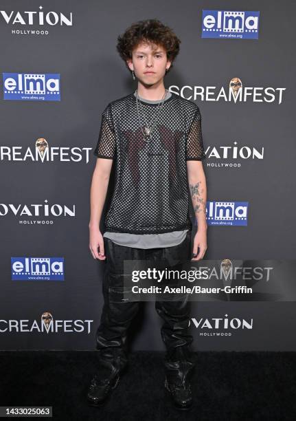 Jacob Sartorius attends Screamfest LA Screening of WellGo USA's "The Loneliest Boy In The World" at TCL Chinese Theatre on October 12, 2022 in...