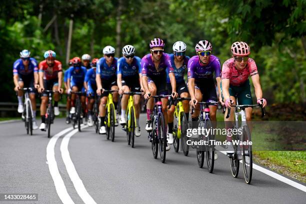 Ander Okamika of Spain and Manuel Peñalver of Spain and Team Burgos-BHJulius Van Den Berg of The Netherlands and EF Education-EasyPost Team leads...