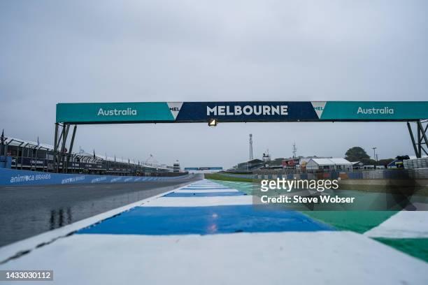 View on the main straight ahead of the MotoGP of Australia at Phillip Island Grand Prix Circuit on October 13, 2022 in Phillip Island, Australia.
