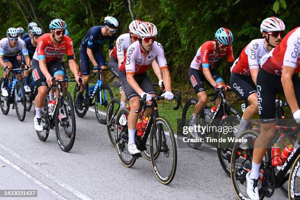 Rüdiger Selig of Germany and Team Lotto Soudal, Ion Izagirre of Spain and Team Cofidis, Carlos Barbero of Spain and Team Lotto Soudal compete during...
