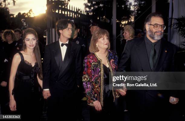 Francis Ford Coppola, wife Eleanor Coppola, Sofia Coppola and Roman Coppola attend 63rd Annual Academy Awards on March 25, 1991 at the Shrine...