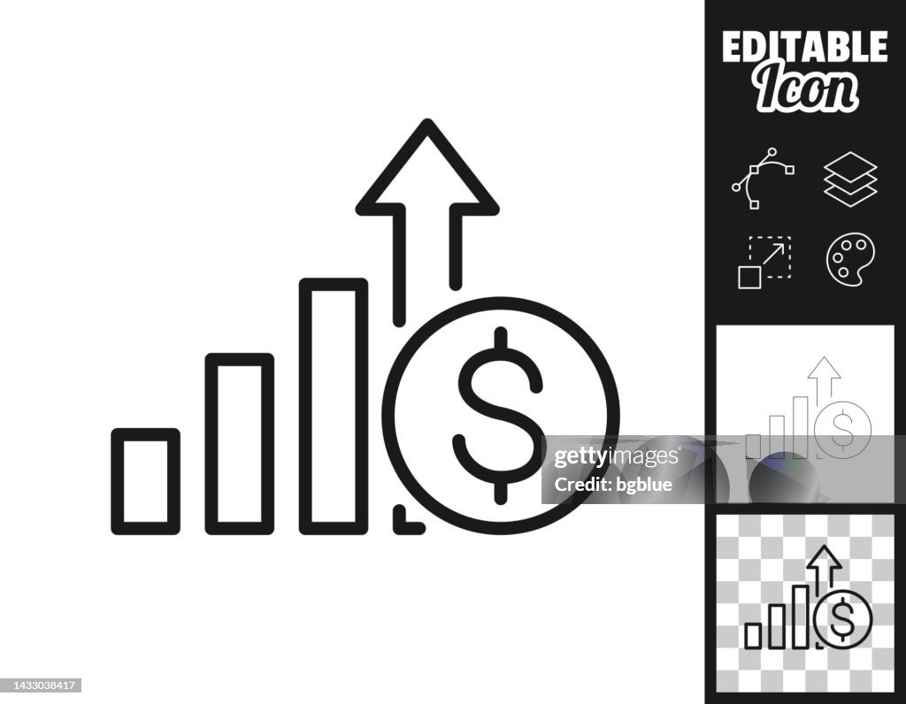 Dollar rate increase. Icon for design. Easily editable