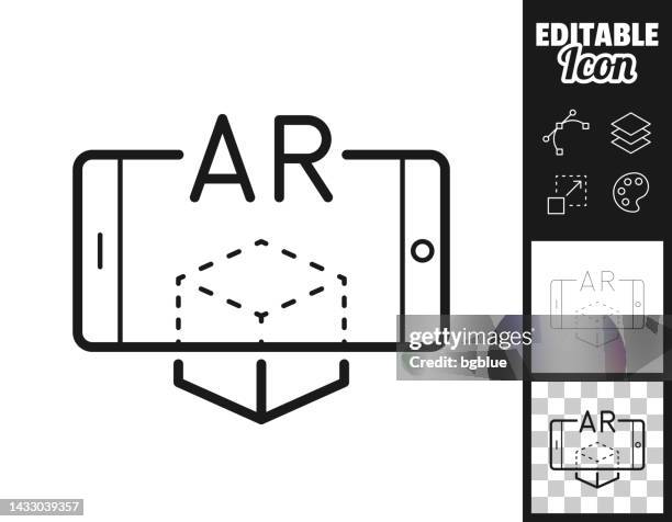 illustrazioni stock, clip art, cartoni animati e icone di tendenza di ar realtà aumentata con smartphone. icona per il design. facilmente modificabile - realtà aumentata