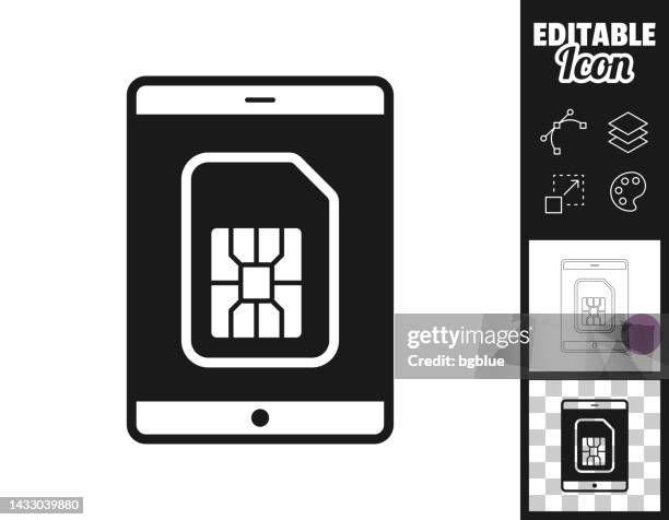 tablet pc with sim card. icon for design. easily editable - ipad screen close up stock illustrations