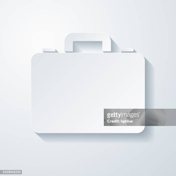 briefcase. icon with paper cut effect on blank background - handbag icon stock illustrations