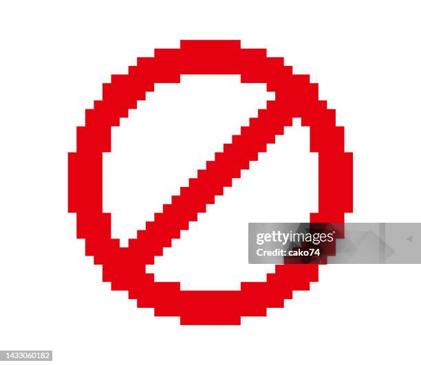 pixel forbidden sign illustration - no symbol stock illustrations