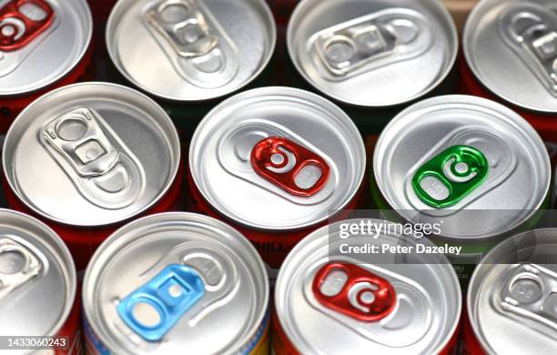 group drink cans - energy drink stock pictures, royalty-free photos & images