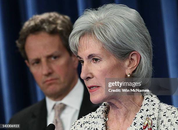 Treasury Secretary Timothy Geithner and Health and Human Services Secretary Kathleen Sebelius hold a briefing to release Social Security and Medicare...