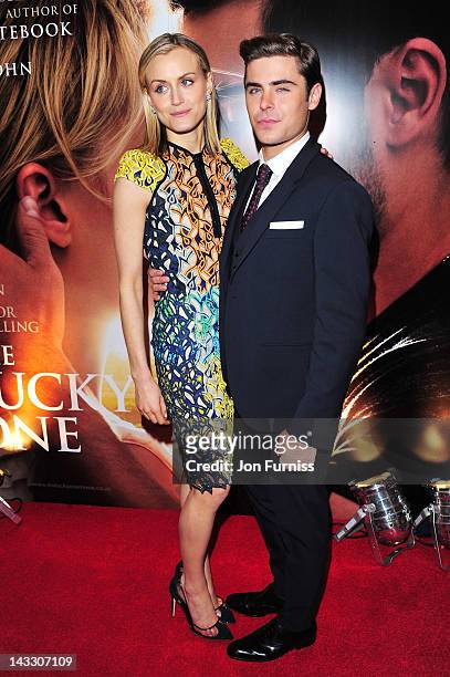 Actor Zac Efron and actress Taylor Schilling attend "The Lucky One" European premiere at the Chelsea Cinema on April 23, 2012 in London, England.